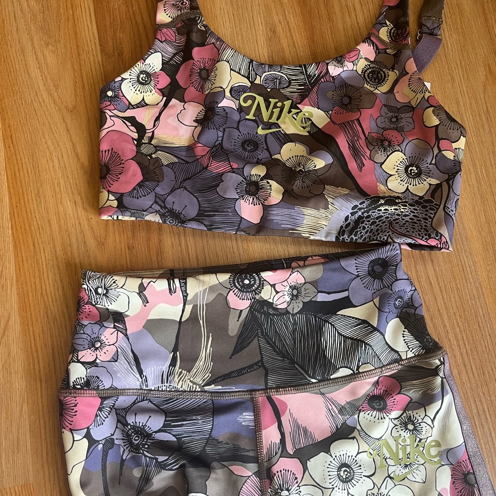 Nike Floral Sports Bra and Leggings Set